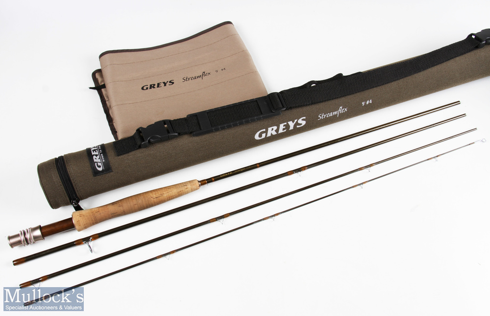Greys stream flex carbon fly rod 9ft 4pc line 4 # double up locking alloy reel seat with burr wood