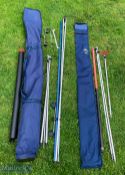 2x Shakespeare Blue President cases, containing - 2x beach casting tripods with rod holders, 3x