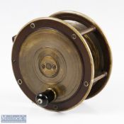 Kelly & Son, Dublin, 4 3/8" brass and ebonite reel with ebonite backplate and front flange, black