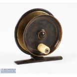 Scarce and rare Malloch's Patent 2 ½" narrow drum side casting reel with tapered cylindrical turning