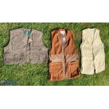 3x Ovis Fishing Waist Coats Gilet Vests, all are size medium and look in light worn condition, a