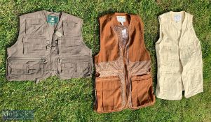 3x Ovis Fishing Waist Coats Gilet Vests, all are size medium and look in light worn condition, a
