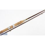Tunbridge Wells whole cane 1940 spinning rod 7'6" 2pc 16 handle with alloy sliding reel fittings and
