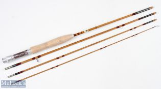 Kingfisher built 'Poacher' 7ft 4pc split cane travel fly rod #4/5 line with agate lined ring to