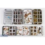 Selection of Wheatley fly boxes plus an Orvis small box, 2 different sized alloy aluminium cases,