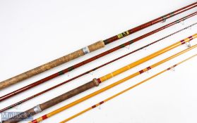 Allcocks 'Billy Lane' 13ft 3pc hollow glass match rod with 25" cork handle, agate butt/tip rings,