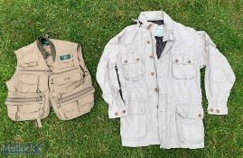 Orvis Fishing Hunting Linen Coat size medium - with multi pockets, plus an Orvis fishing waistcoat