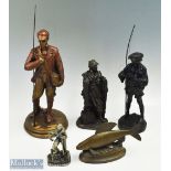 A collection of Fishing Ornaments, to include the Leonardo collection the angler metal figure 12cm