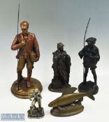 A collection of Fishing Ornaments, to include the Leonardo collection the angler metal figure 12cm