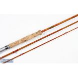 Trossachs split cane fly rod 9ft 9 inches 3pc alloy up locking reel seat red Agate butt/tip ring