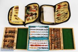 5 Sea Trout and Salmon Fly Boxes + Wallets, all full of quality flies of various patterns, double