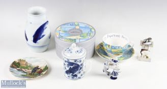 Fishing Ceramic and Collectables, to include a Poole Pottery small plate USSR fisherman with fish
