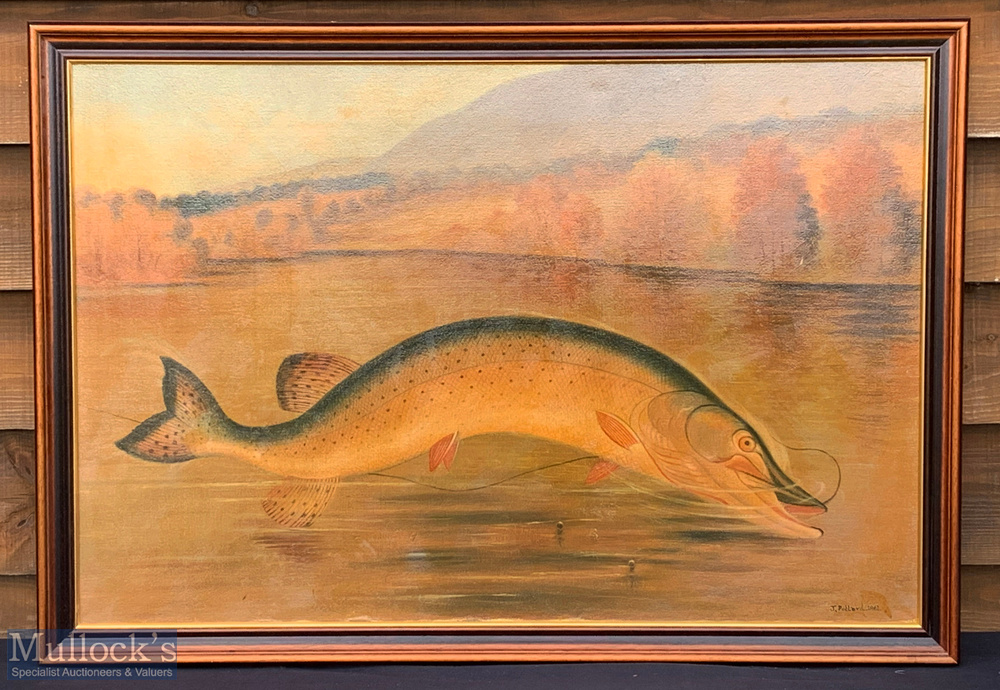 Artwork - Oil Painting of a Pike - attributed to Simpson (a pupil of J Pollards dated 1861)