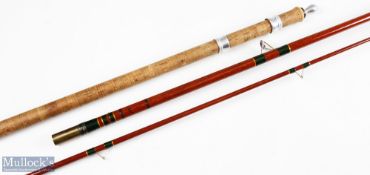 A fine Olivers of Knebworth hollow glass float rod 26 inch handle with alloy sliding reel fittings