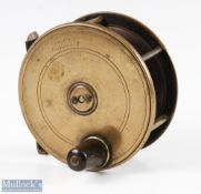 19th century Courtney, Killarney 4" plate wind brass salmon reel horn handle, script makers mark