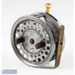 Hardy Bros England 4" Silex Major alloy casting reel ribbed brass foot, ivorine handle brake