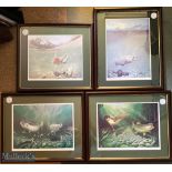 M J Groves Salmon, Trout and Masheer signed Framed Fishing Prints, 4 prints of Socketeye Salmon,