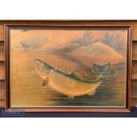Artwork - Oil Painting of a Salmon - attributed to Simpson (a pupil of J Pollards dated 1861)