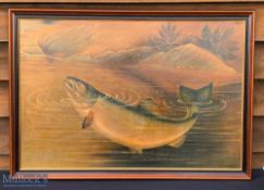 Artwork - Oil Painting of a Salmon - attributed to Simpson (a pupil of J Pollards dated 1861)