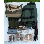 Lureflash Shoulder Fishing Bag with Accessories, with Stillwater gloves, folding wading stick,