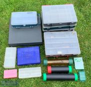A large collection of tackle boxes 14x various sizes and 3 float tube containers (17)