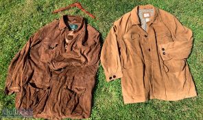 2x Suede Fishing Hunting Coats by Orvis + Vivella, size XXL, 100% leather both have signs of wear