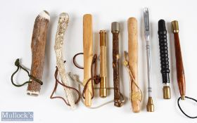 A Collection of Fishing Priests + Marrow Scoops, to include examples, made of wood, brass antler,
