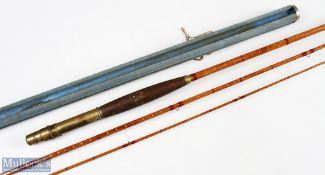 Chubb c1880 split cane fly rod 12 ft 3pc brass sliding reel fitting and collars on wood former