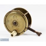 Scarce 19th century Weekes & Son, Dublin 3 ¼" brass spike winch reel original turned handle, stamped