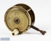 Scarce 19th century Weekes & Son, Dublin 3 ¼" brass spike winch reel original turned handle, stamped