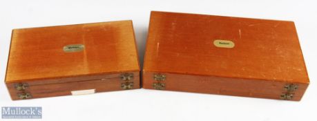 2x Farlow 's of Pall Mall Fly Boxes - Wooden box with double brass latches containing a selection