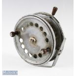 Unnamed 6" Sea Silex styled reel in nickel plated brass, silex style brake lever, twin handled,