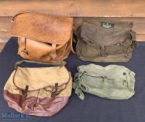 A selection Canvas, & Leather + Leatherette Tackle Bags, to include a Barbour Wax bag with