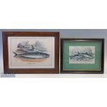 c1850 2x Fishing Framed Engravings, fish you catch J by Stewart Twaite, Shad Herrings, Pilchard