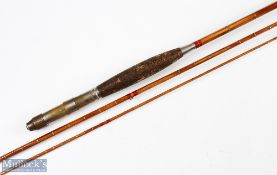 A rare Chubb c1890 cloth bag split cane fly rod 10'6" 3pc alloy sliding reel fitting and collar drop