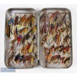 Selection of Gut - eyed Salmon flies within Wheatley alloy fly box with clips internally, on singles