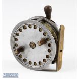 Hardy Bros England The 'Hardy Decantelle" Mark I 3 ½" alloy reel smooth brass foot, twin brown