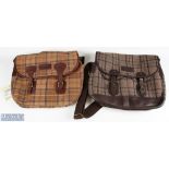 2x Barbour Tweed Wool Tarras Tartan Crossbody Satchel Shoulder bags, both have fitting for linings