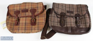 2x Barbour Tweed Wool Tarras Tartan Crossbody Satchel Shoulder bags, both have fitting for linings