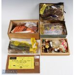 Boxed Veniard Fly Dressers kit contains varnish, thread, feathers, fur silk etc, within 3x small