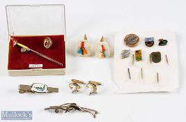 Fishing Tie Clips Cuff Links Pin Badges Lot metal and enamel items (11)