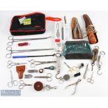 Fly Fishing Tools and Accessories with Noted items of Orvis Scissors Orvis multi tool penknife,