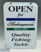 Metal Shakespeare Fishing Shop Open Sign, a double-sided sign, with some signs of wear size 43cm x