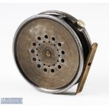 Hardy Bros England 3 5/8" perfect Dup Mk II alloy trout fly reel smooth brass foot, rim tensioner,