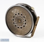 Hardy Bros England 3 5/8" perfect Dup Mk II alloy trout fly reel smooth brass foot, rim tensioner,