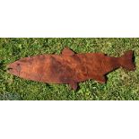 Wooden Period Salmon Serving Platter Filleting Board. Hard wood (possibly yew wood) with hook for