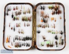 Fine Hardy Neroda Fly Box: with foam inserts and a quantity of trout flies, #16cm x 9 ½ cm