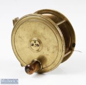 C Farlow & Co, 191 Strand, Patent Lever 4" all brass salmon reel horn handle, check regulator to