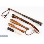 Various Fishing priests (5) features and interesting bone and leather repurposed example with
