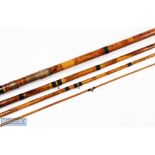 Chas Kewell London whole cane rod 10'6" 4pc tip section lacquered brass sliding reel fittings and